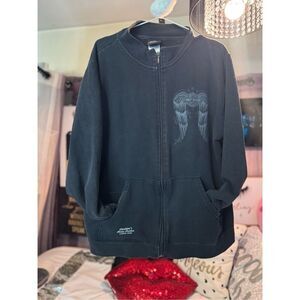 Harley Davidson Motorcycles angel wings black knit sweater jacket